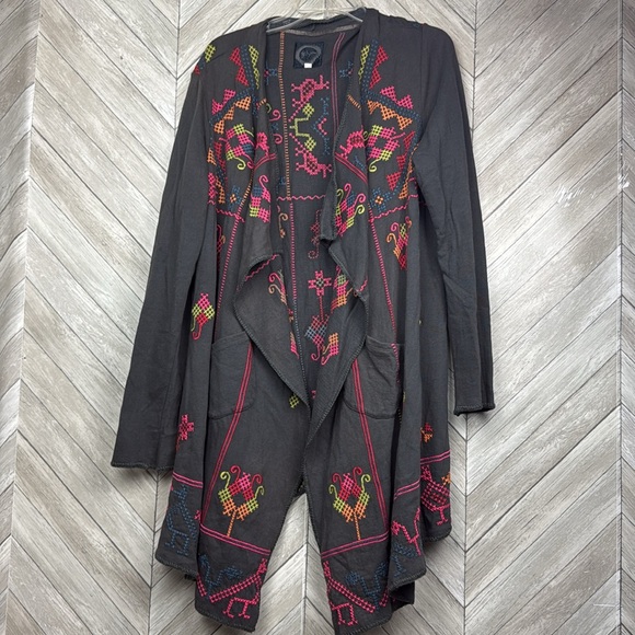 Grey Biya Johnny Was Longsleeved Embroidered Cardigan L - Picture 1 of 10